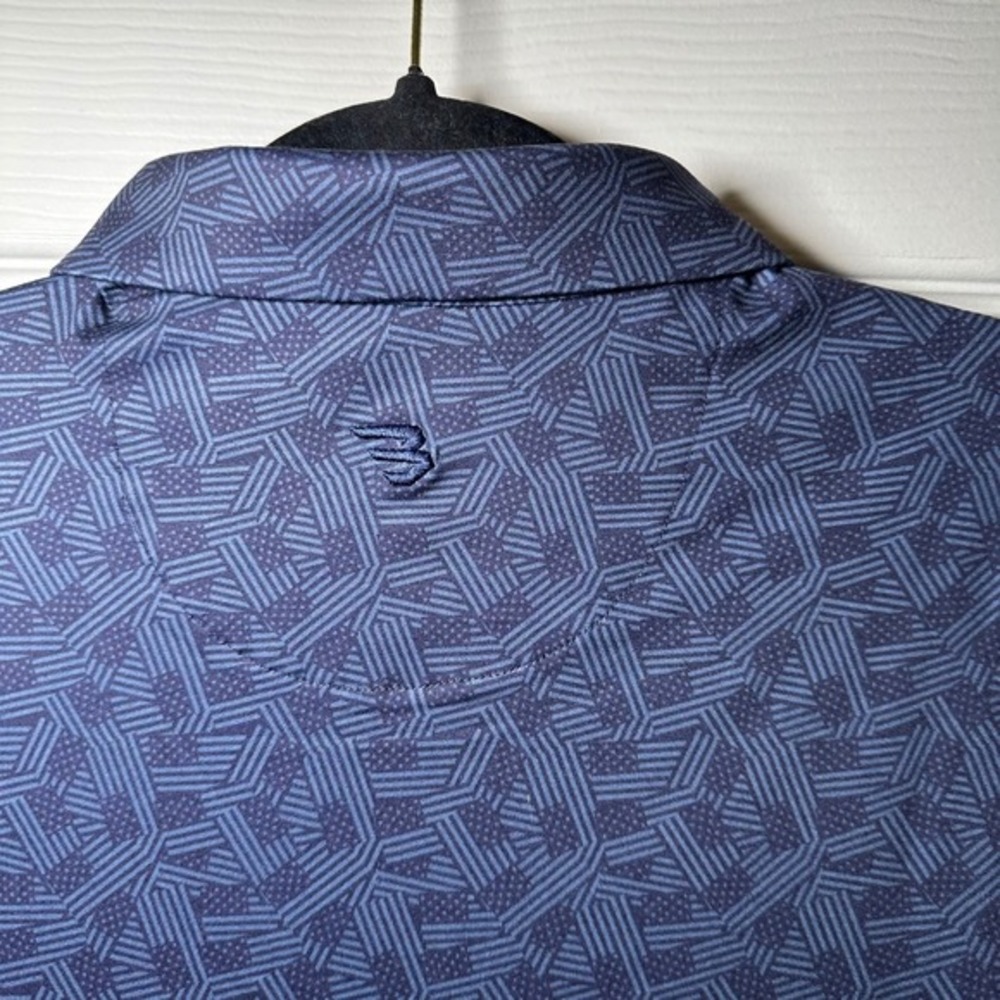 BURLEBO Mens Navy Performance Polo Size‎ S Geometric Golf Shirt - Picture 6 of 13